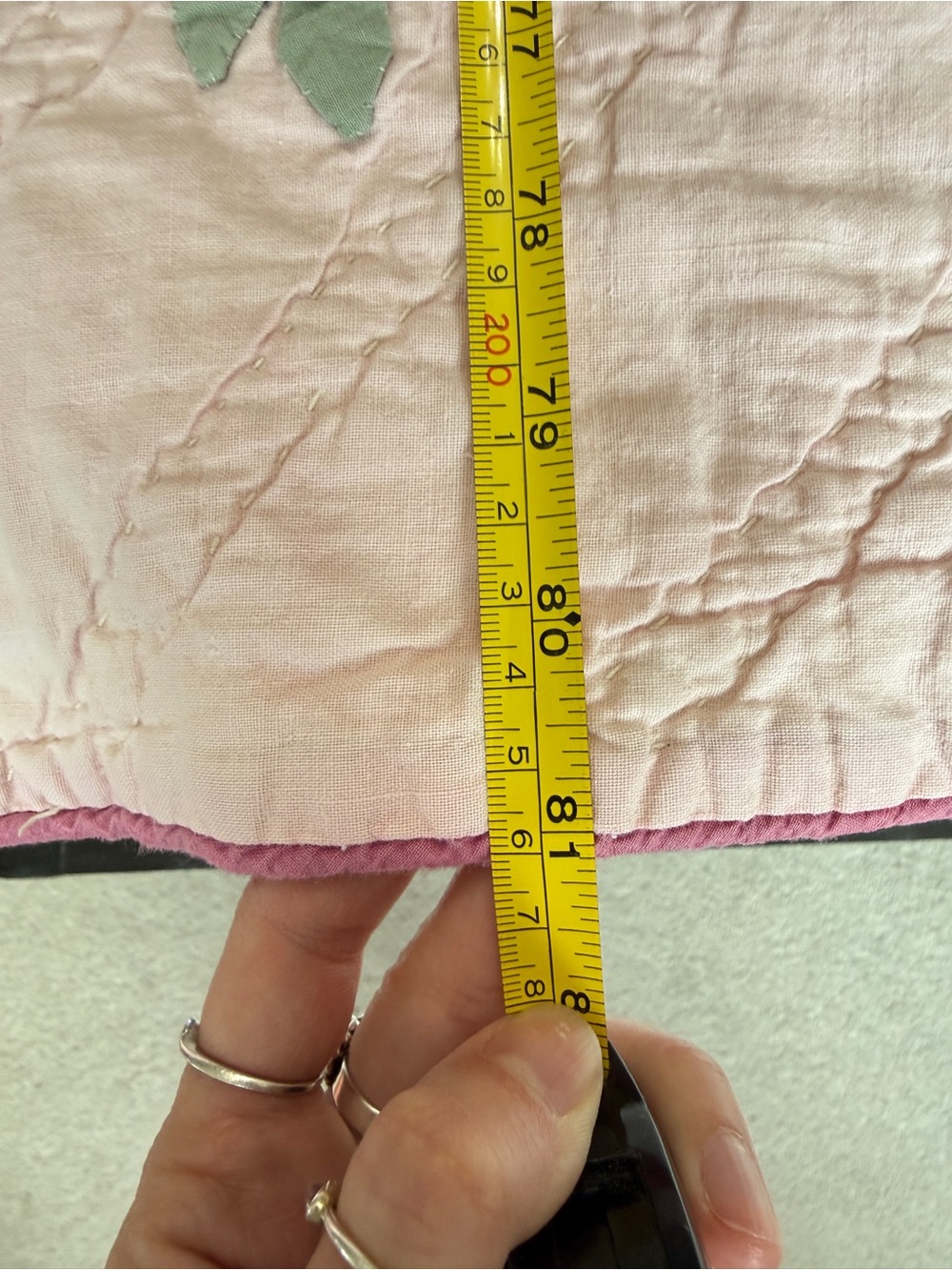 Vintage Bride’s Quilt Style Appliqué Quilt Pastel Cottagecore Floral Coverlet - Picture 14 of 15